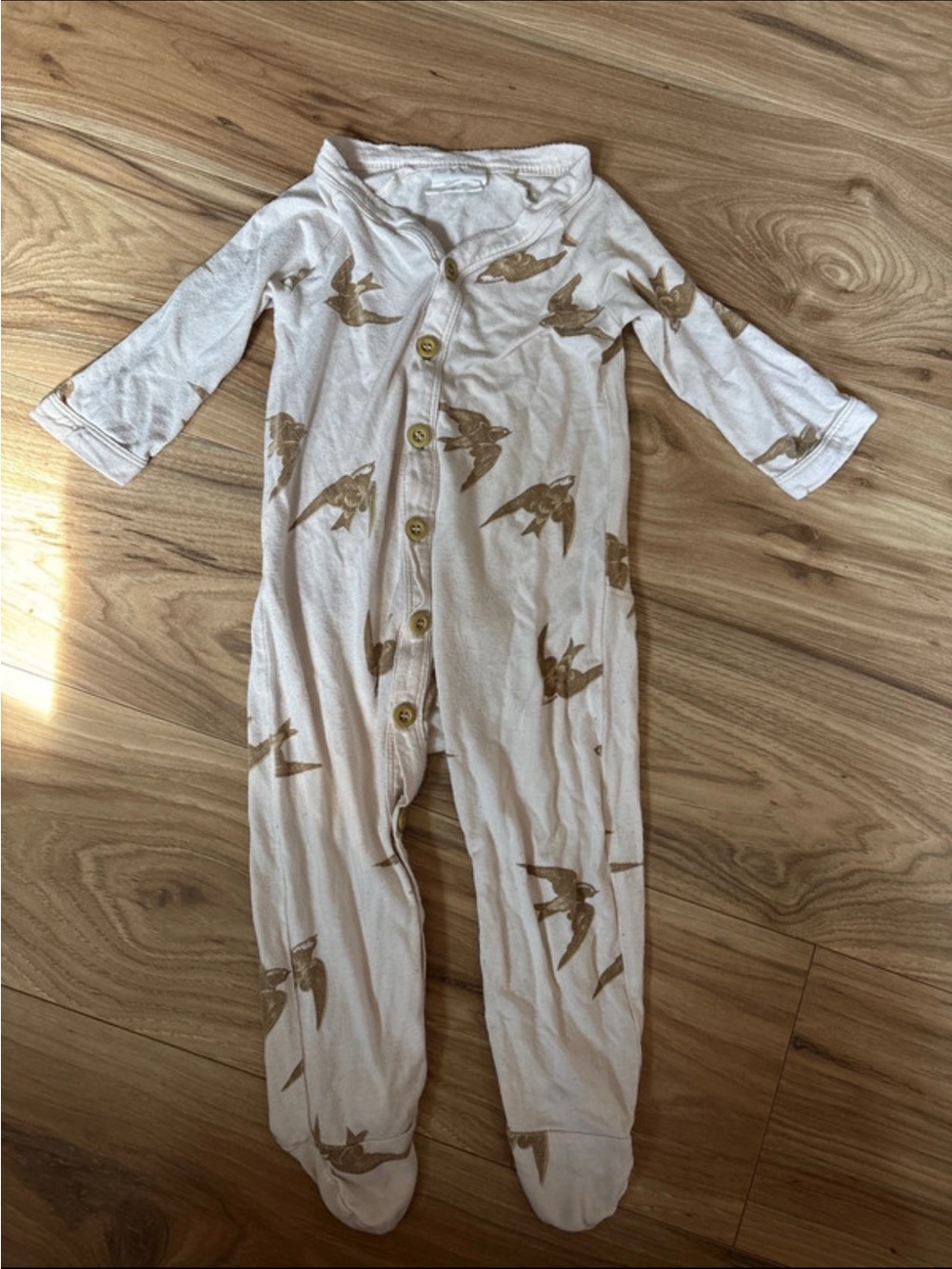 kate quinn bamboo White Footed One-Piece with Gold Bird Motif